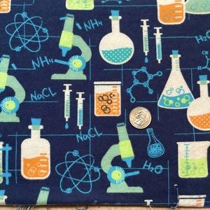 1 Yd x 45” cotton flannel fabric yardage CHEMISTRY print